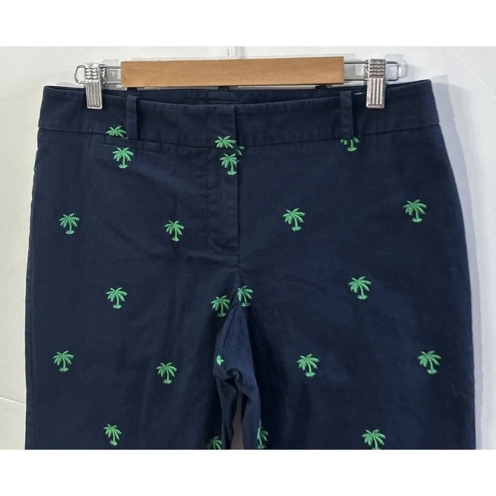 Women's Talbots Signature Crop Chino Pants Embroidered Palm Trees 🌴 Sz 8 Petite